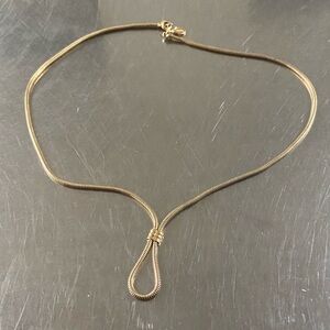AVON Shimmering Loop Gold Lariat Style Pendant Elegant Chain Necklace